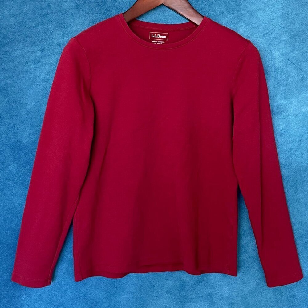LL Bean Red Long Sleeve T-Shirt, Medium Reg